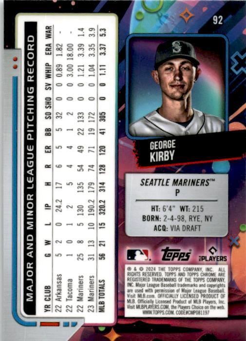 2024 Topps Chrome Cosmic #92 George Kirby Seattle Mariners