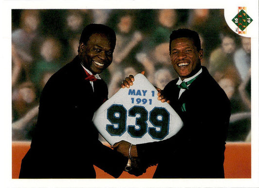 1991 Upper Deck #636a Stolen Base Leaders (Lou Brock / Rickey Henderson)