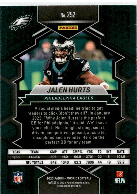 2023 Panini Mosaic #252 Jalen Hurts Philadelphia Eagles