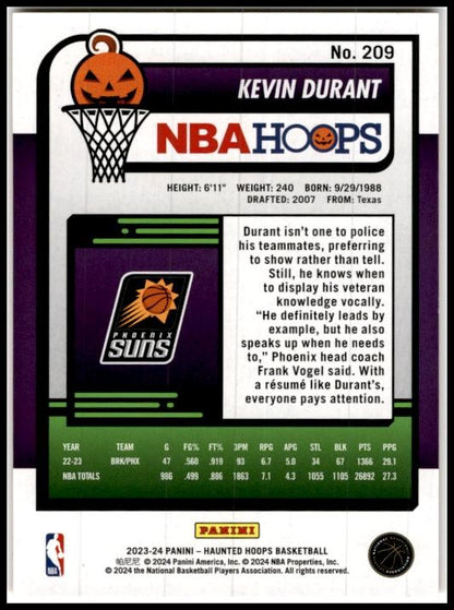 2023-24 Hoops Haunted Hoops Orange #209 Kevin Durant Phoenix Suns