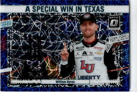 2024 Donruss Optic Racing A Special Win In Texas blue velocity 176 William Byron