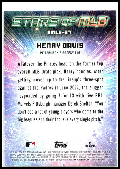 2024 Topps Stars of MLB #SMLB-27 Henry Davis Pittsburgh Pirates