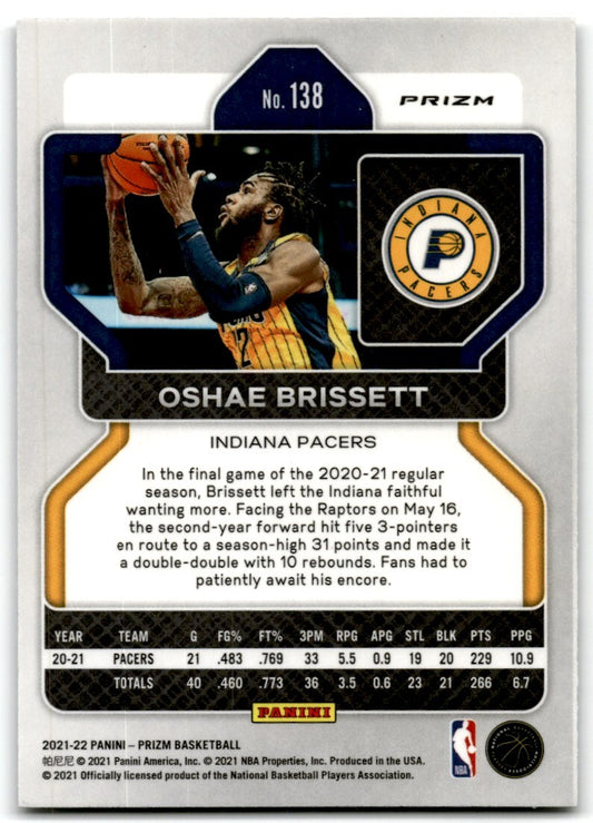 2021-22 Panini Prizm Ice Prizm Oshae Brissett Indiana Pacers #138