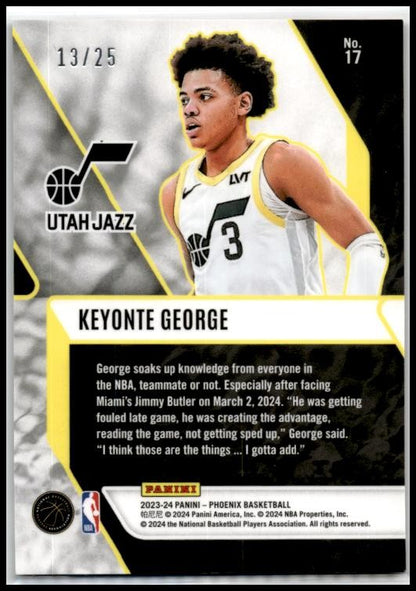 2023-24 Phoenix Fade To Black Phoenix Pink Ice #17 Keyonte George Rookie Jazz