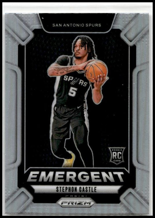 2024-25 Panini Prizm Emergent Prizms Silver #29 Stephon Castle San Antonio Spurs