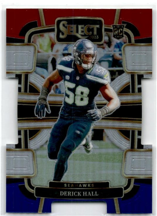 2023 Panini Select Red and Blue Prizms Die Cuts #85 Derick Hall Rookie Seahawks