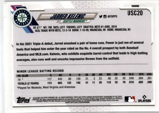 2021 Topps Update Purple Refractor #US302 Jarred Kelenic Seattle Mariners