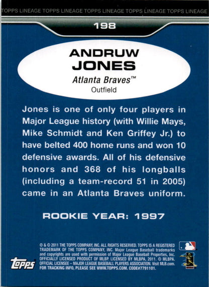 2011 Topps Lineage #198 Andruw Jones Atlanta Braves