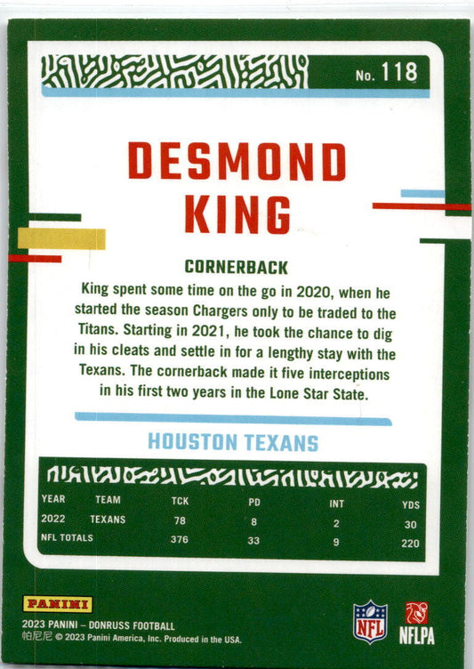 2023 Donruss #118 Desmond King Houston Texans