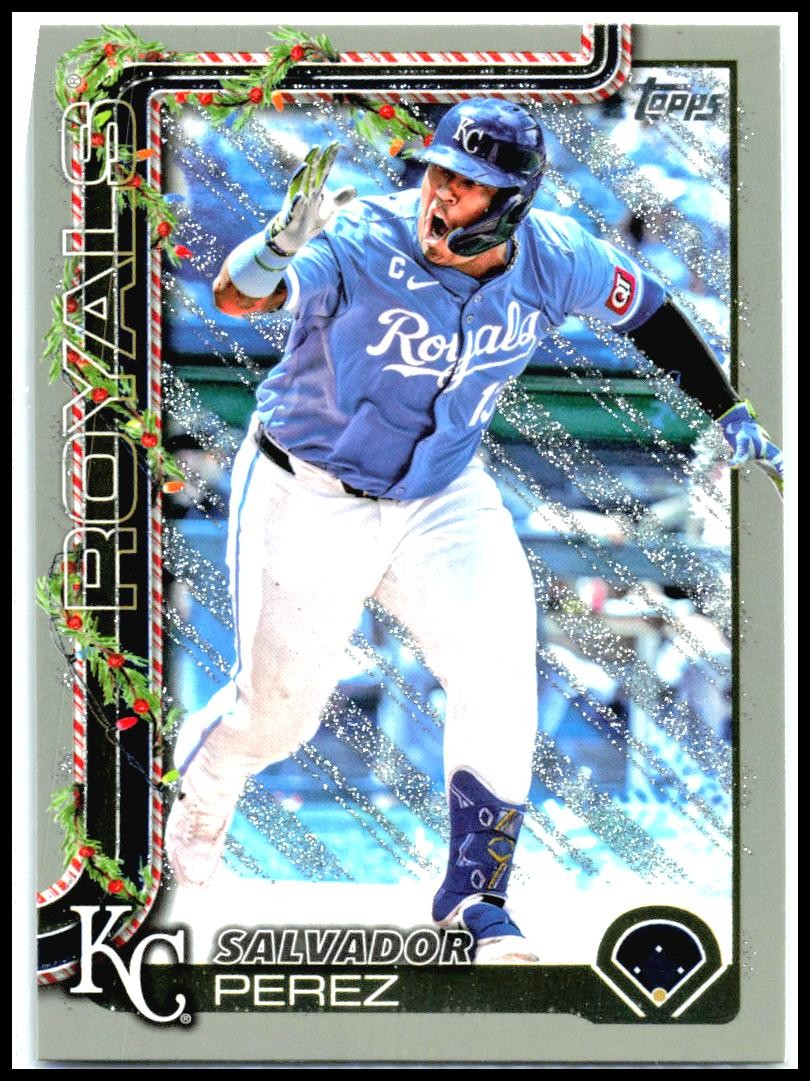 2025 Topps Holiday Silver Metallic Glitter Holiday #H116 Salvador Perez Royals