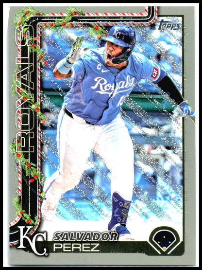 2025 Topps Holiday Silver Metallic Glitter Holiday #H116 Salvador Perez Royals