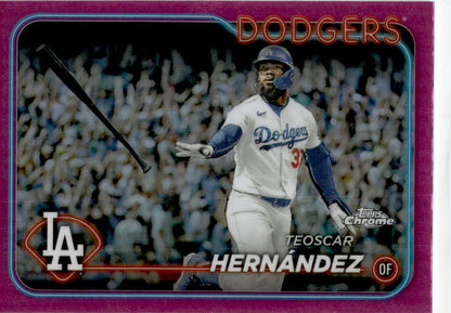 2024 Topps Chrome Pink Refractor #57 Teoscar Hernández Los Angeles Dodgers