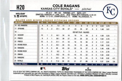 2024 Topps Holliday Blue Foil #H20 Cole Ragans