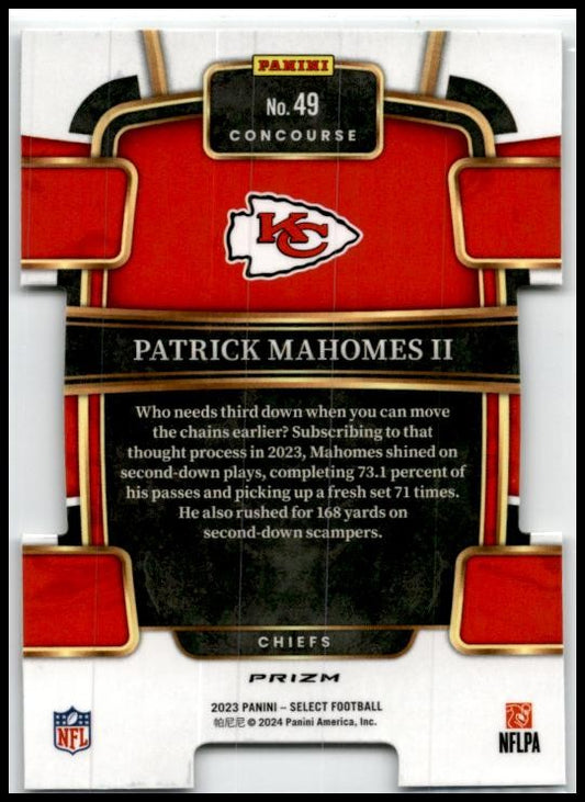 2023 Panini Select Silver Prizms Die Cuts #49 Patrick Mahomes II Chiefs