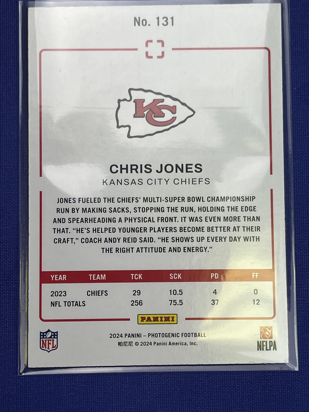 2024 Panini Photogenic #131 Chris Jones Kansas City Chiefs
