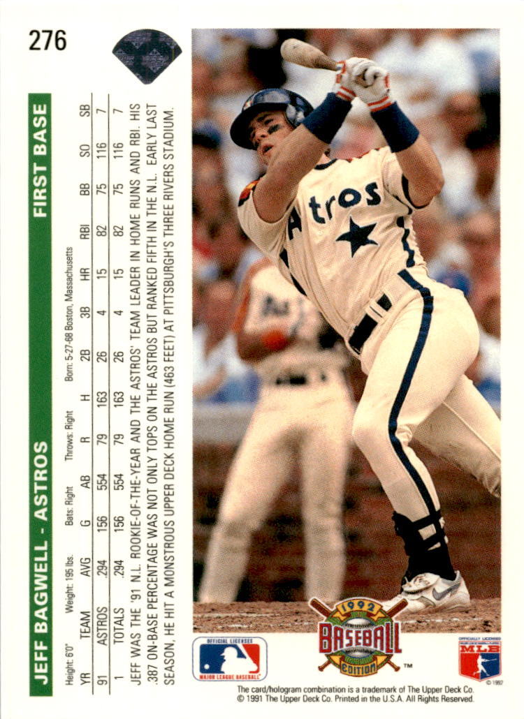 1992 Upper Deck Factory Set Gold Hologram #276 Jeff Bagwell Houston Astros