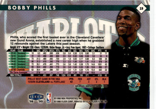 1998 Fleer Tradition #19 Bobby Phills Charlotte Hornets
