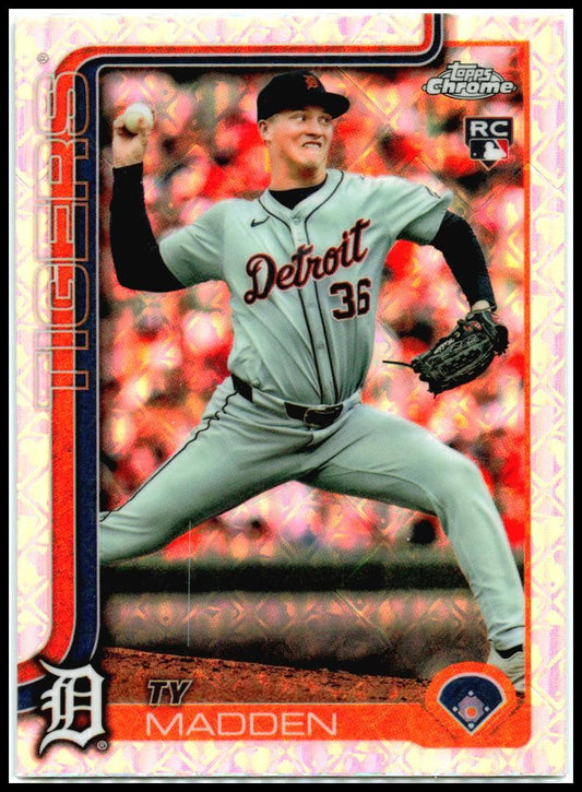2025 Topps Chrome Logofractor #285 Ty Madden Rookie Detroit Tigers