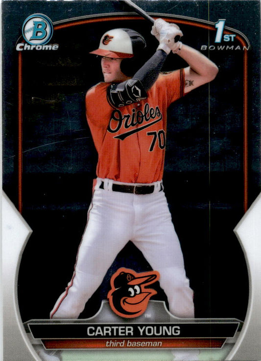 2023 Bowman Chrome #BCP-183 Carter Young RC Baltimore Orioles