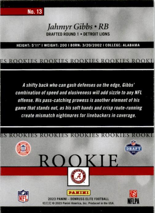2023 Donruss Elite 2003 Elite Rookies #13 Jahmyr Gibbs Alabama Crimson Tide