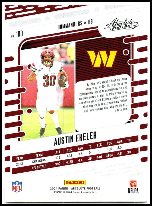 2024 Panini Absolute Retail #100 Austin Ekeler Washington Commanders