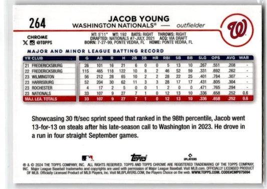 2024 Topps Chrome Pink Refractors #264 Jacob Young Rookie Washington Nationals