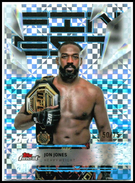 2025 Topps Finest UFC - Blue Checkerboard Refractors #122 Jon Jones #/75