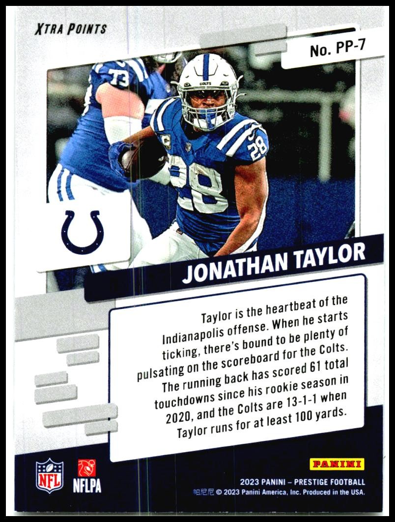 2023 Panini Prestige Prestigious Pros #PP-7 Jonathan Taylor Indianapolis Colts
