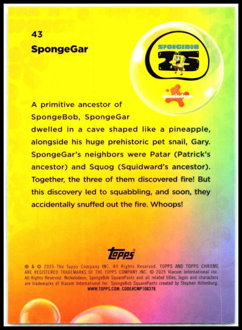2025 Topps Chrome Spongebob Squarepants #43 SongeGar