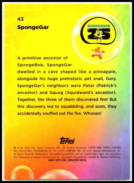 2025 Topps Chrome Spongebob Squarepants #43 SongeGar