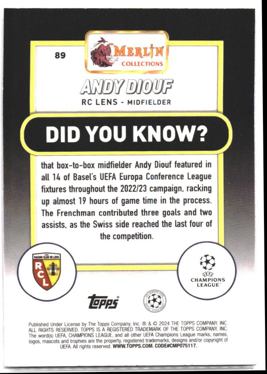 2023-24 Merlin UEFA Club Competitions #89 Andy Diouf
