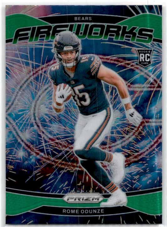 2024 Panini Prizm Fireworks Green Prizm #19 Rome Odunze Chicago Bears