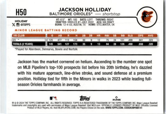 2024 Topps Holiday #H50 Jackson Holliday Baltimore Orioles