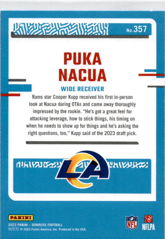 2023 Donruss Press Proof Blue #357 Puka Nacua LA Rams