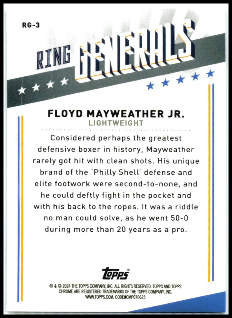 2024 Topps Chrome Boxing Ring Generals #RG-3 Floyd Mayweather JR