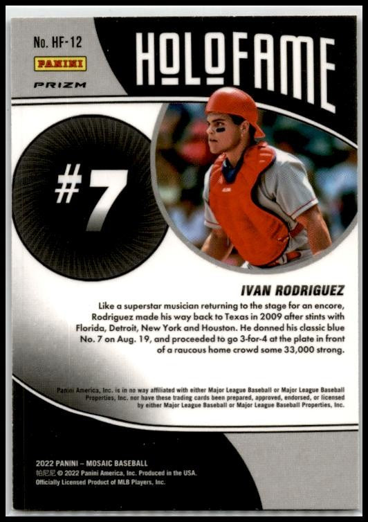 2022 Panini Mosaic Holofame Mosaic #HF-12 Ivan Rodriguez Texas Rangers