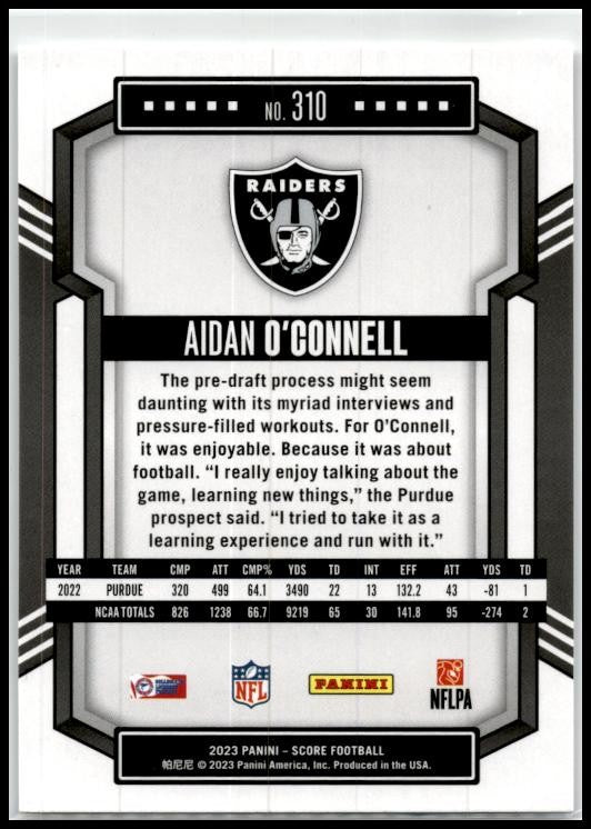 2023 Score #310 Aidan O'Connell Las Vegas Raiders