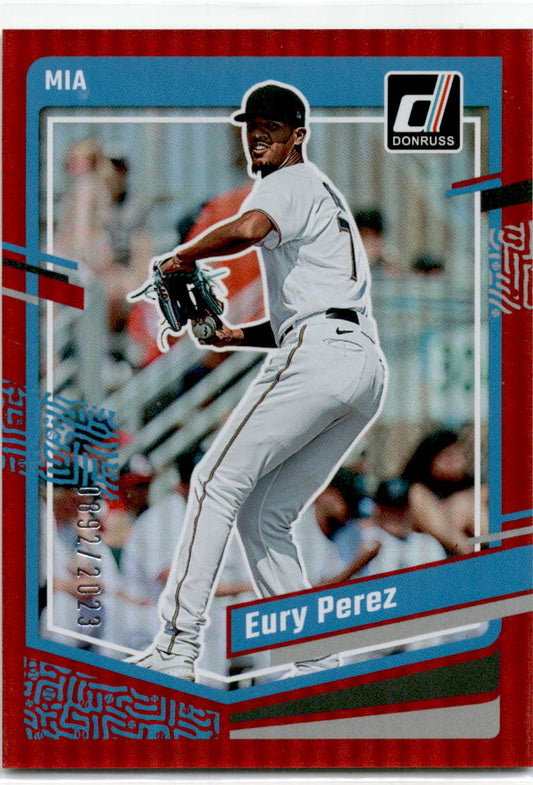 2023 Donruss Holo Red #105 Eury Perez Miami Marlins 892/2023