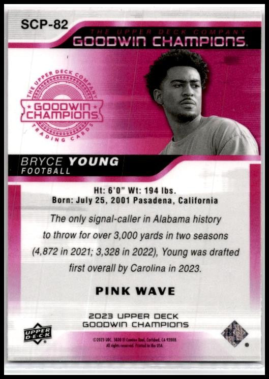 2023 Goodwin Champions Splash of Color Platinum Pink Wave #SCP-82 Bryce Young