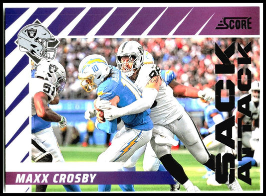 2024 Score Sack Attack Purple #4 Maxx Crosby Las Vegas Raiders