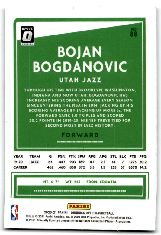 2020-21 Donruss Optic Bojan Bogdanovic Utah Jazz #88