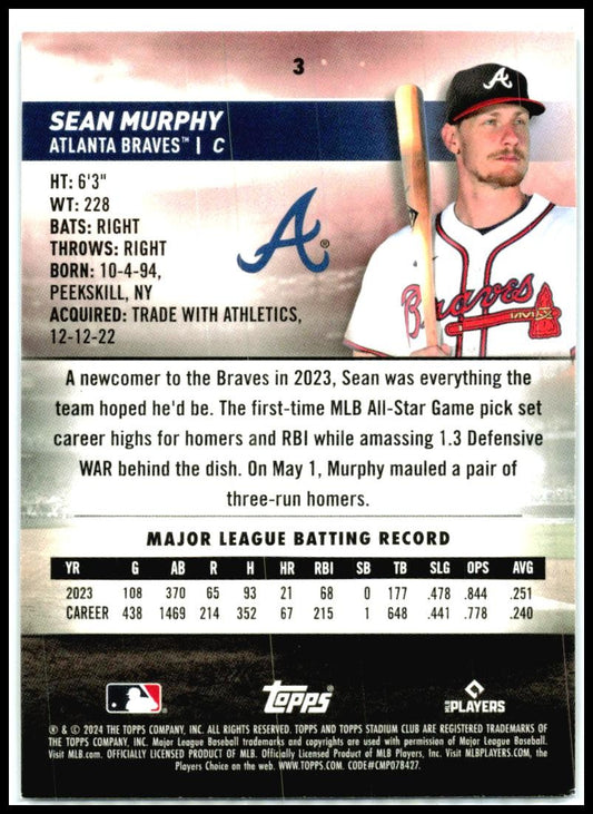 2024 Stadium Club #3 Sean Murphy Atlanta Braves