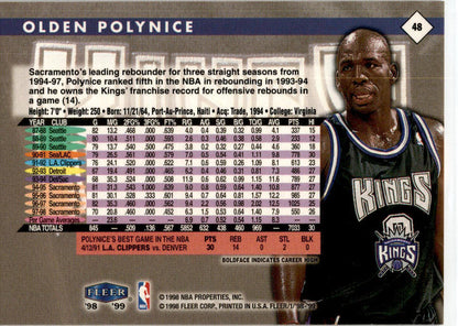 1998 Fleer Tradition #48 Olden Polynice Sacramento Kings