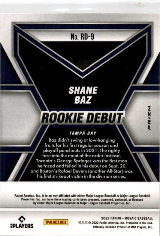 2022 Panini Mosaic Green Prizm #RD-9 Shane Baz Tampa Bay Rays