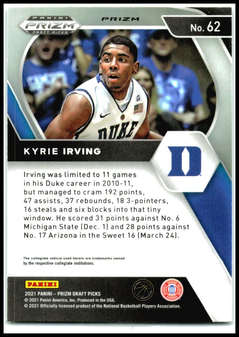 2021 Panini Prizm Draft Picks Green #62 Kyrie Irving Duke Blue Devils