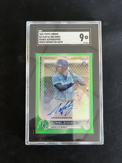 2022 Topps Chrome Green Refractor MJ Melendez Rc Autograph /99 KC Royals SGC 9