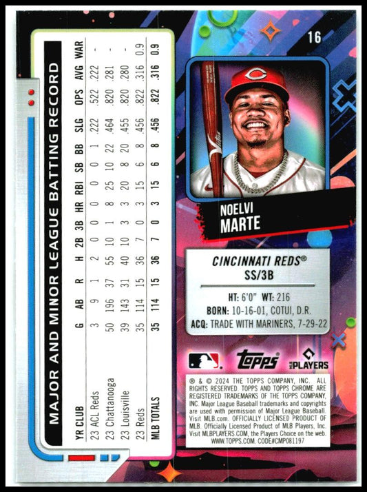 2024 Topps Chrome Cosmic #16 Noelvi Marte Rookie Cincinnati Reds
