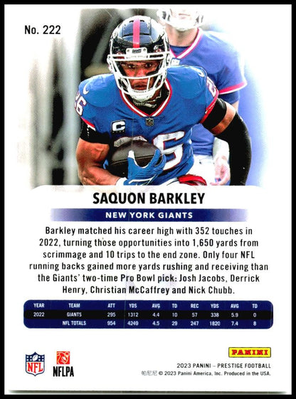 2023 Panini Prestige #222 Saquon Barkley New York Giants