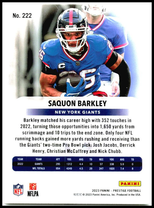 2023 Panini Prestige #222 Saquon Barkley New York Giants