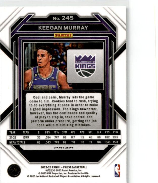 2022-23 Panini Prizm Prizms Green #245 Keegan Murray Sacramento Kings